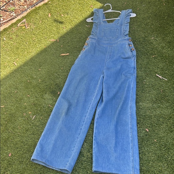Denim Ruffle Overalls - Picture 6 of 7